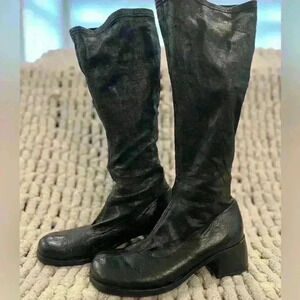 Italian Fitted Black Tall  Boots
